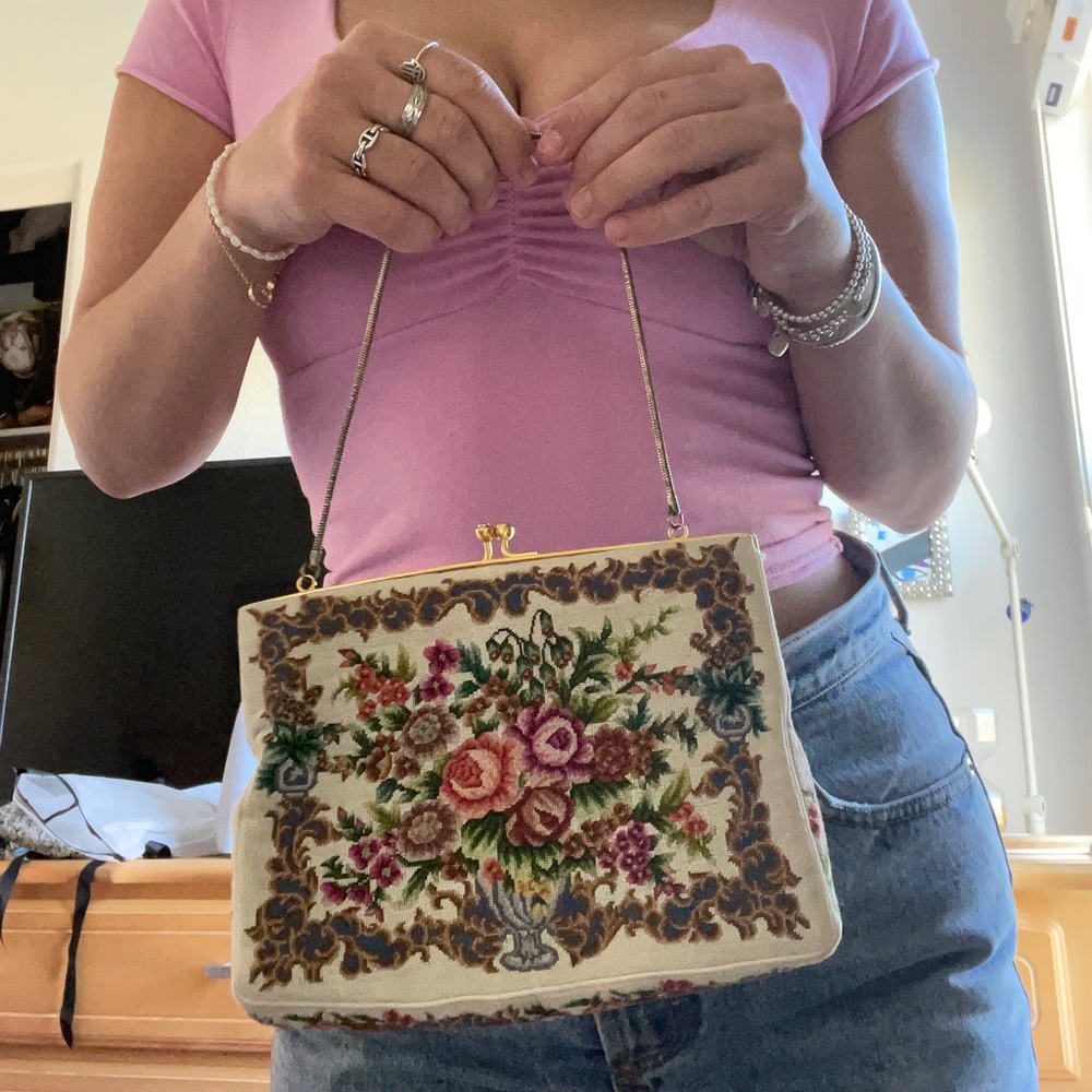 VINTAGE (my grandma bought in Italy) floral LITTLE BAG